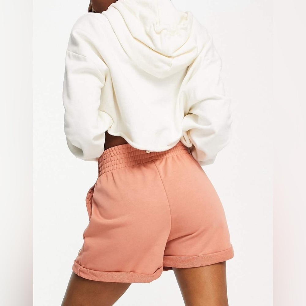 NIKE RAW HEM HIGH WAISTED CASUAL PEACH TERRA BLUSH COLOR FEMME SHORTS - Picture 11 of 12